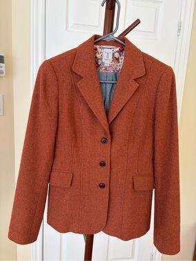 Vintage Tristan  Women's Rust Orange Tailored Wool-Blend Blazer